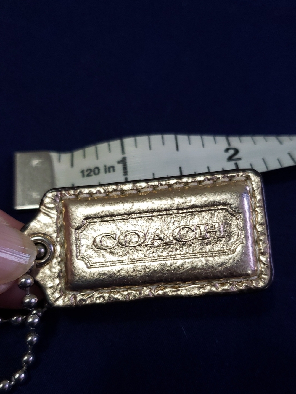 Coach Gold Leather-Trim Logo Tag Keychain